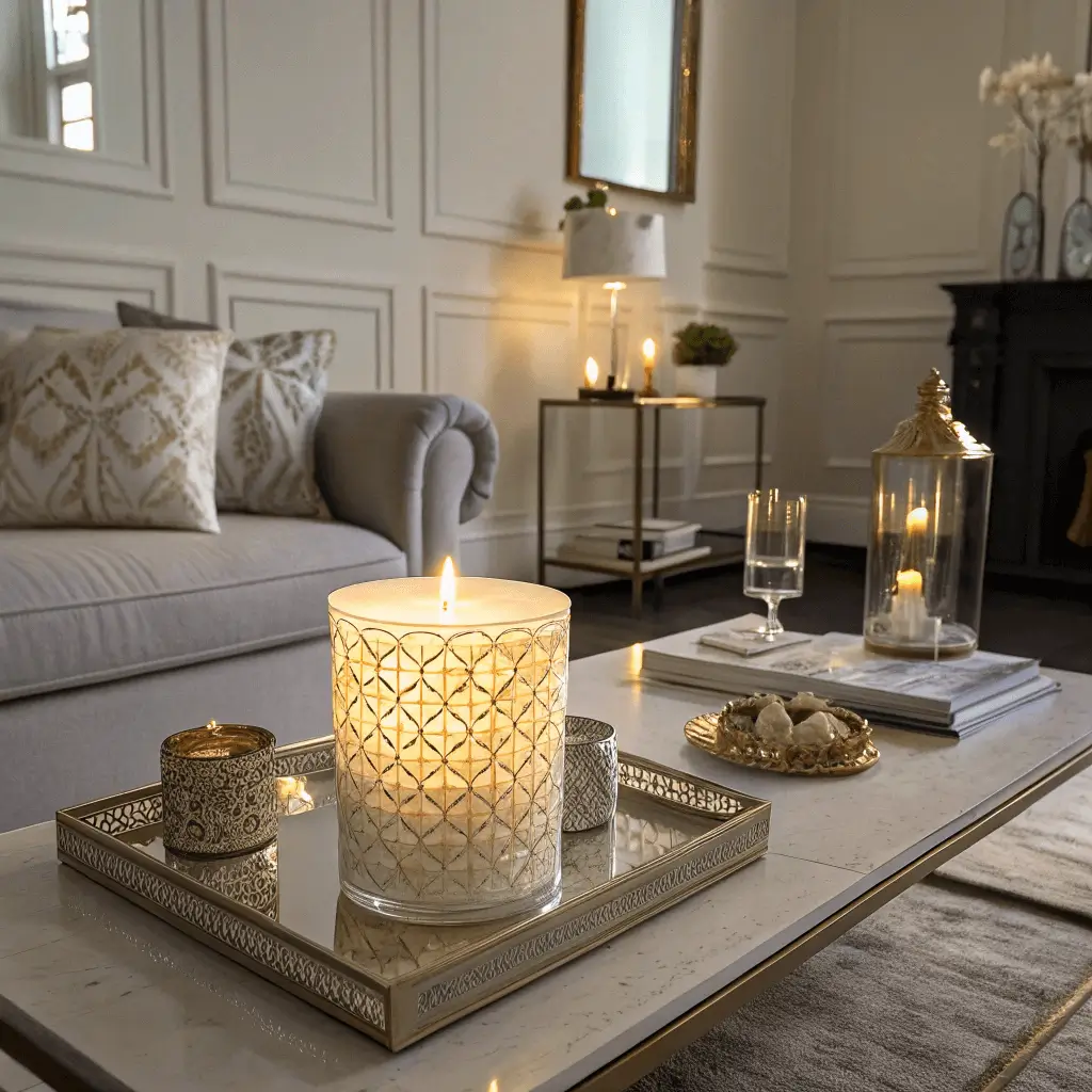 Luxury home interior candles enhancing home decor with elegant fragrance and design