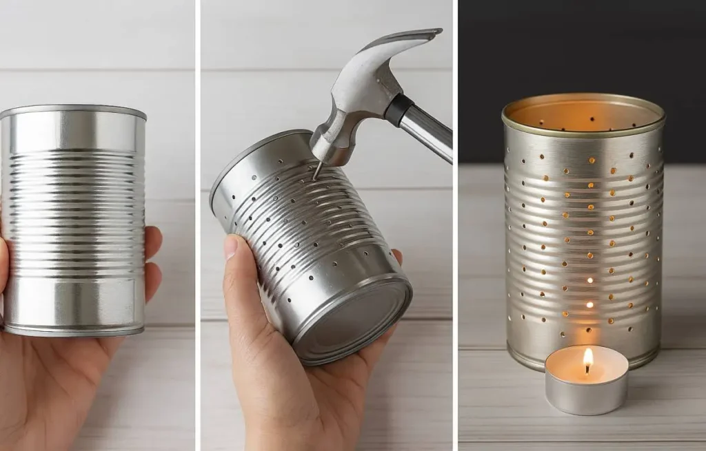 How to Upcycle Cans into stylish DIY candle holders
