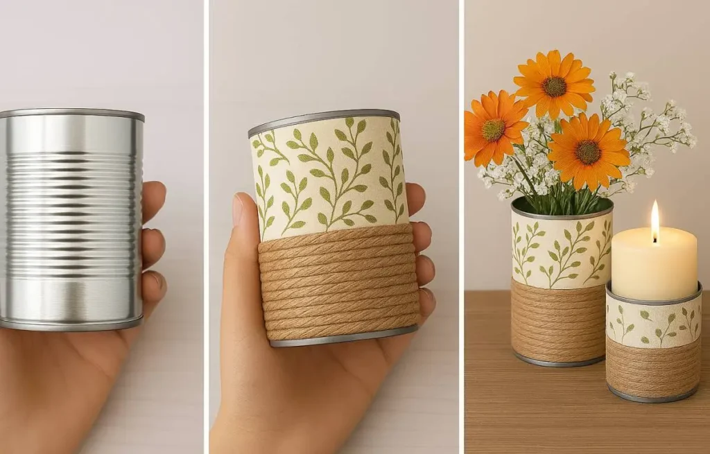 How to Upcycle Cans into stylish table centerpieces