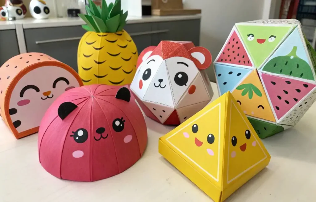 Colorful Paper Squishies in Various Shapes