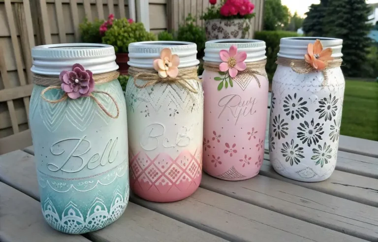 Beautiful Painted Mason Jars