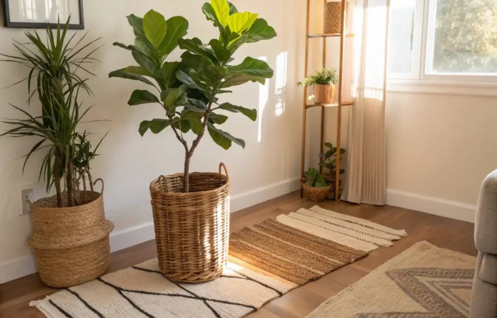 Corner decoration ideas featuring plants in living room	