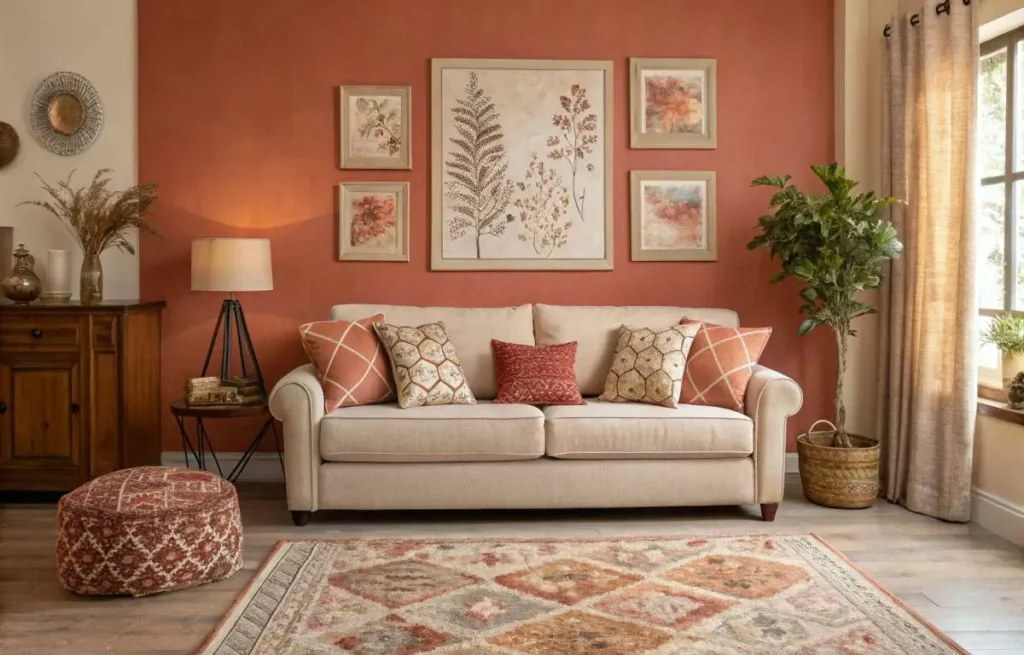 Matching wall art decor for living room with a color-coordinated scheme