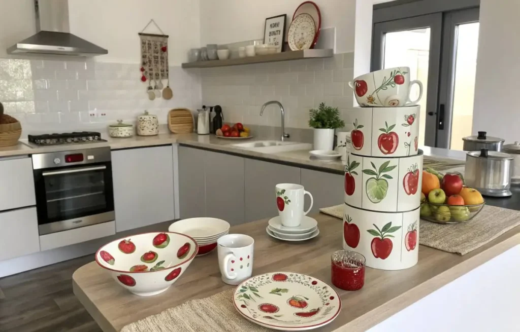Subtle apple decor accents in the kitchen