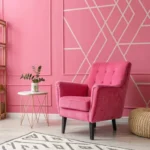 Bold pink living room with vibrant accent wall and statement furniture