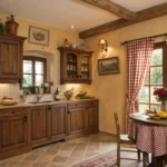 Country kitchen decor with warm colors