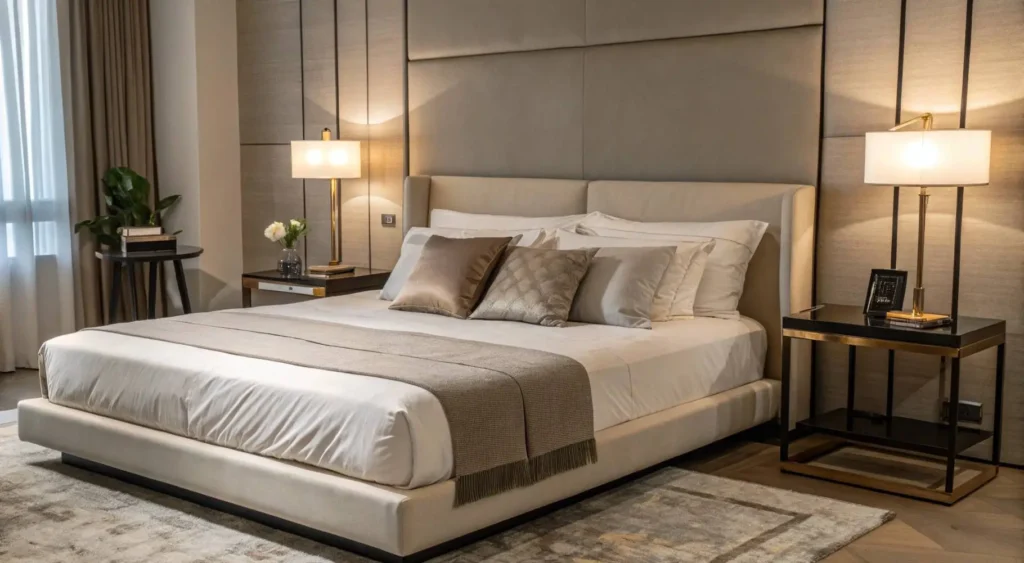 Comfort-focused men bedroom decor with luxury bedding