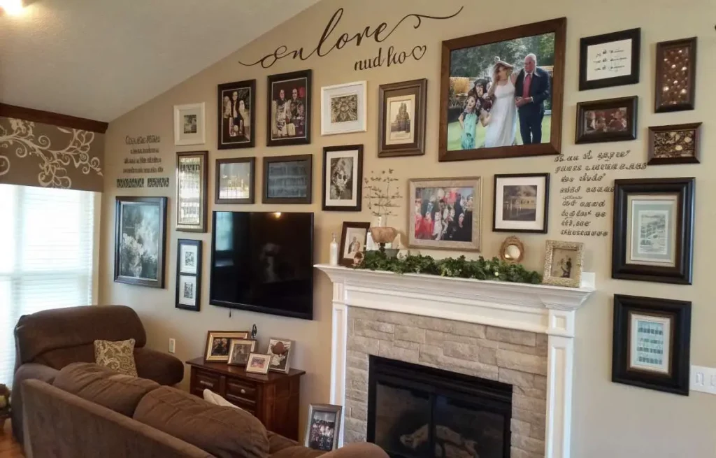 Personalizing wall art decor for living room with family photos and custom art