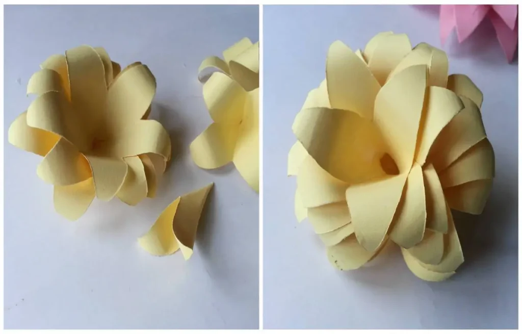 Petal shaping using paper flowers folding tricks