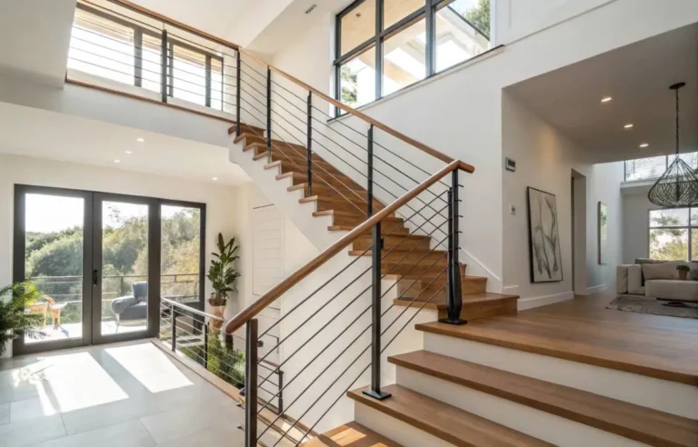 Contemporary stair handrail design with modern minimalist elements