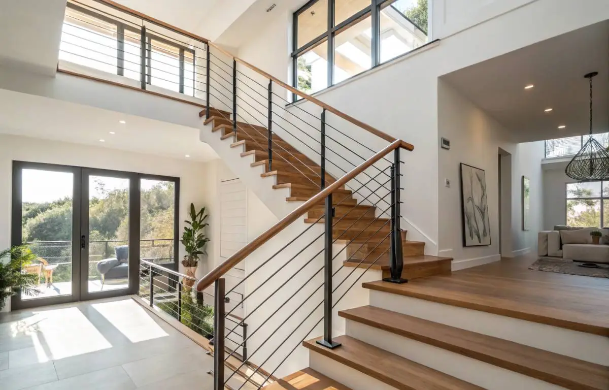 Contemporary stair handrail design with modern minimalist elements