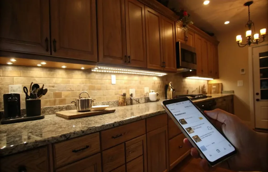 LED Strip Lights for Kitchen Cabinets with smart dimming and control features